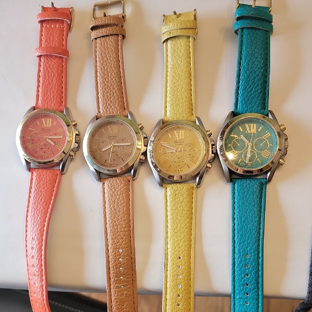 Set of Four Colorful Watches by Geneva